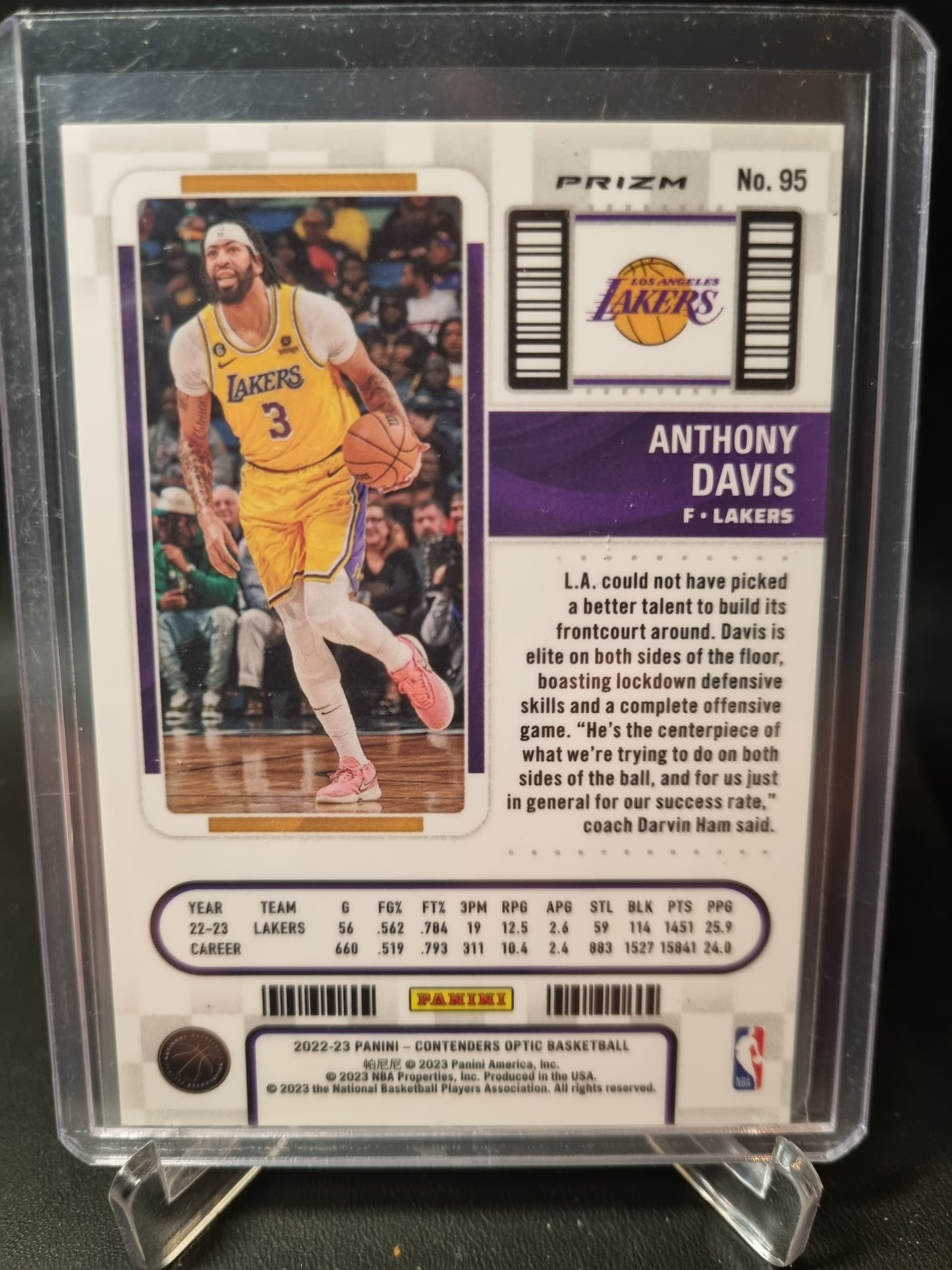 2022-23 Panini Contenders Optic #95 Anthony Davis Season Ticket Red Prizm