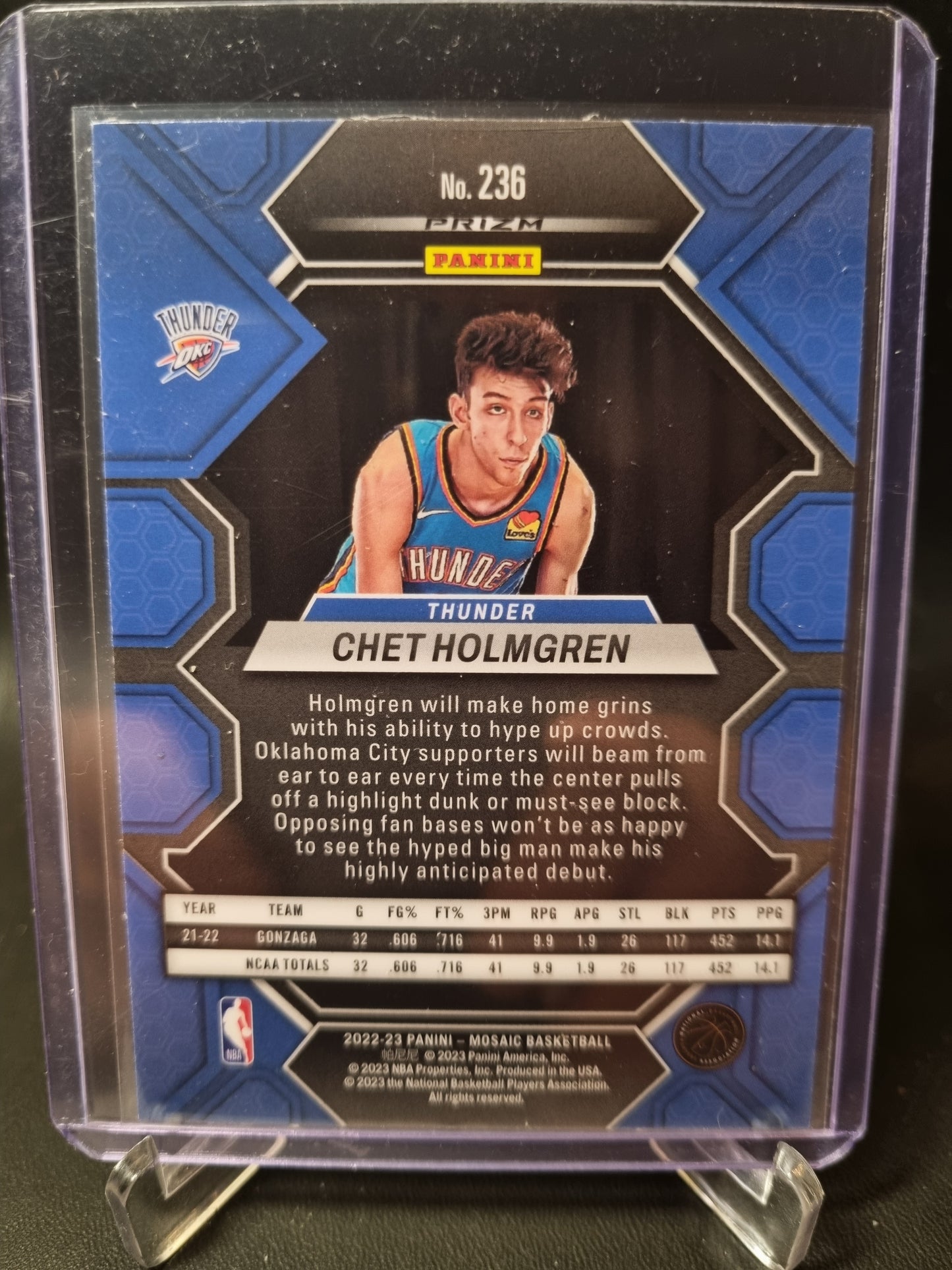 2022-23 Panini Mosaic #236 Chet Holmgren Rookie Card Silver Prizm