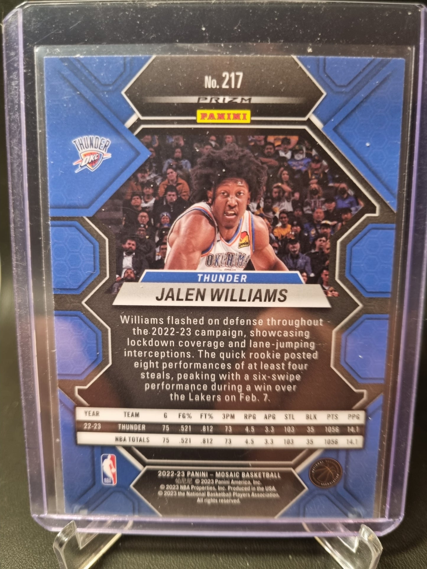 2022-23 Panini Mosaic #217 Jalen Williams Rookie Card Fastbreak Disco Prizm