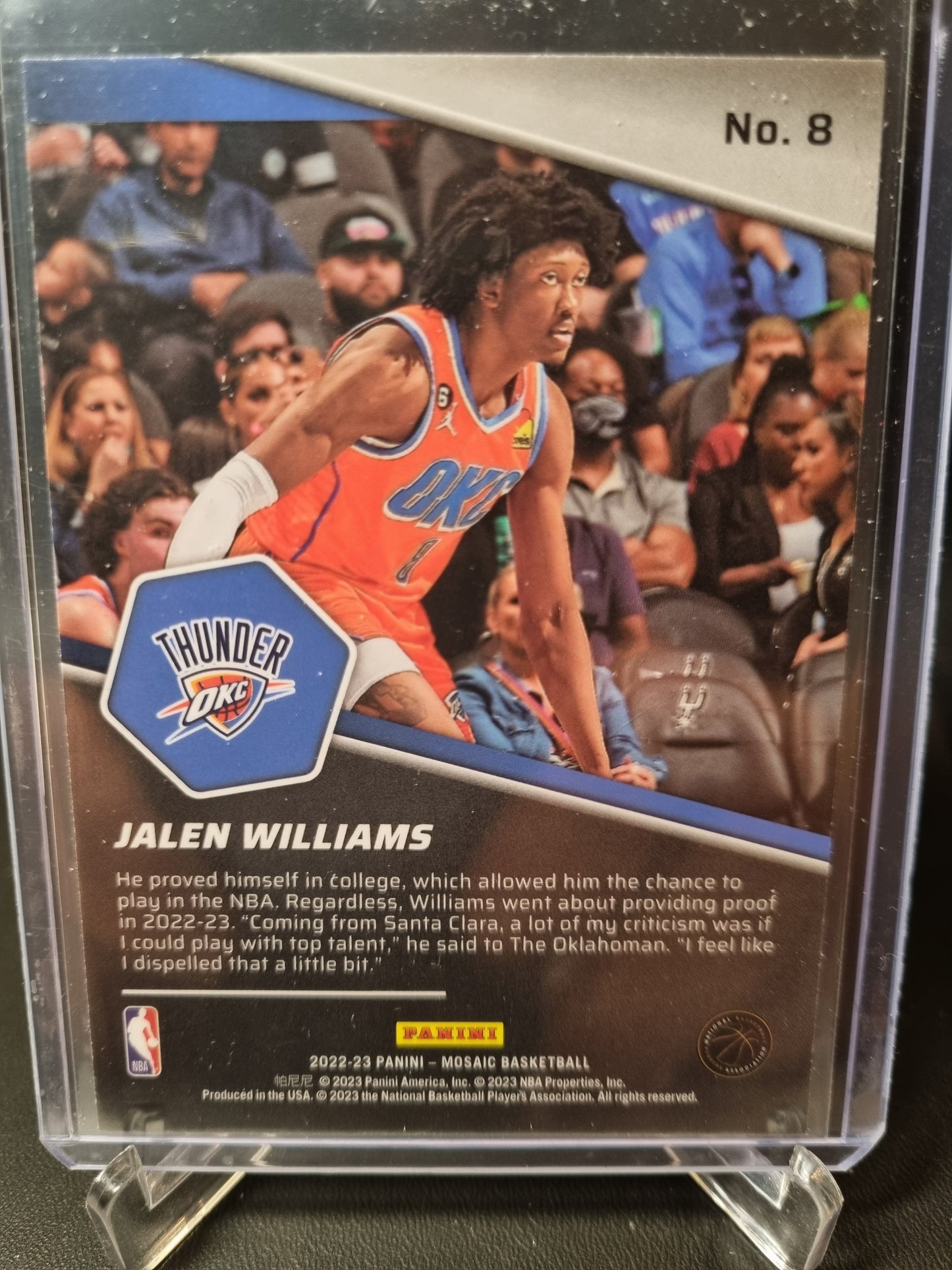 2022-23 Panini Mosaic #8 Jalen Williams Rookie Card Break Away