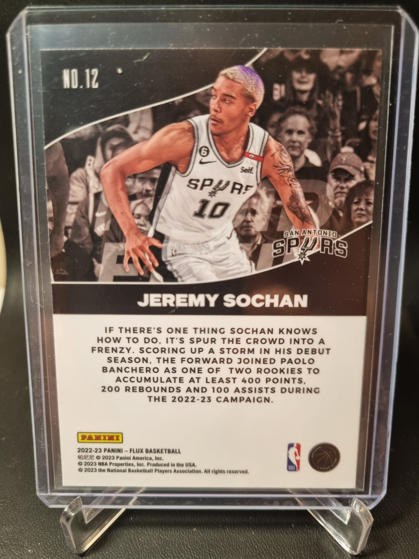 2022-23 Panini Flux #12 Jeremy Sochan Rookie Card Fluid