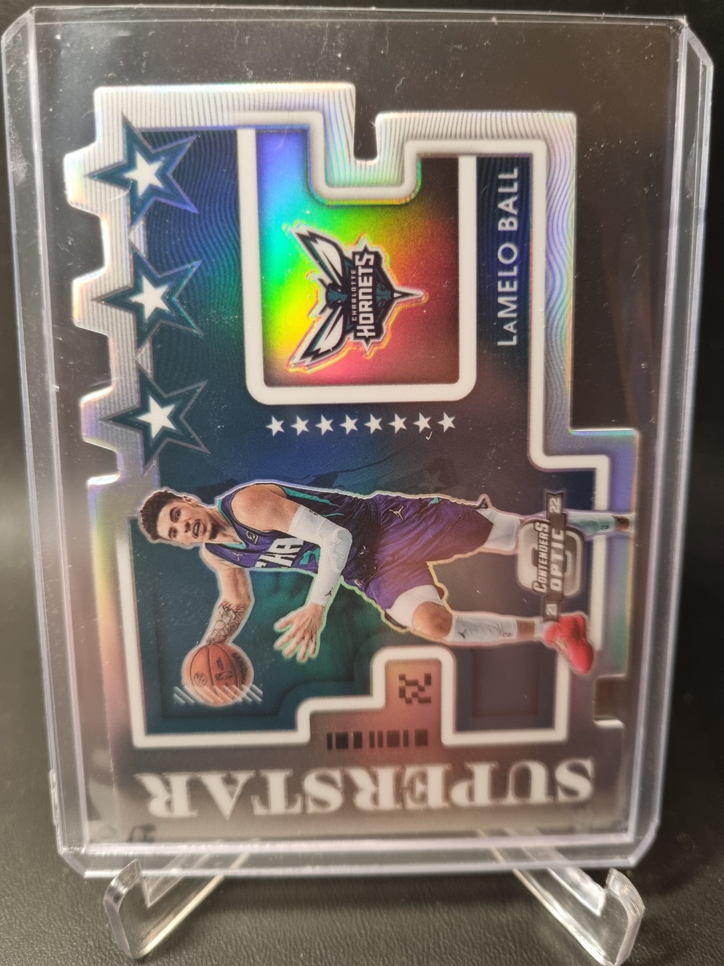 2021-22 Panini Contenders Optic #2 LaMelo Ball Super Star Die Cut Silver Prizm