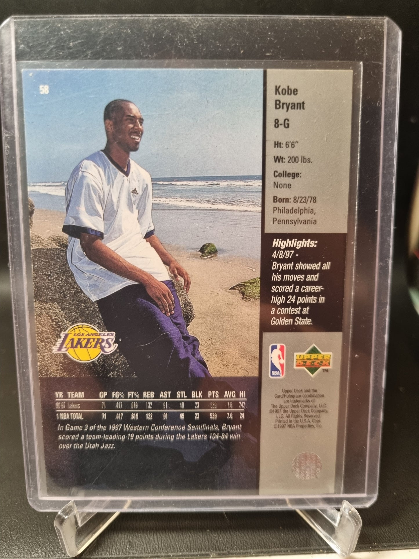 1997 Upper Deck #58 Kobe Bryant