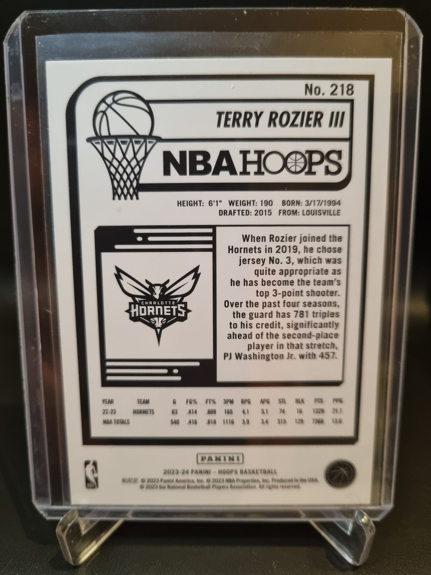 2023-24 Panini Hoops #218 Terry Rozier III Purple