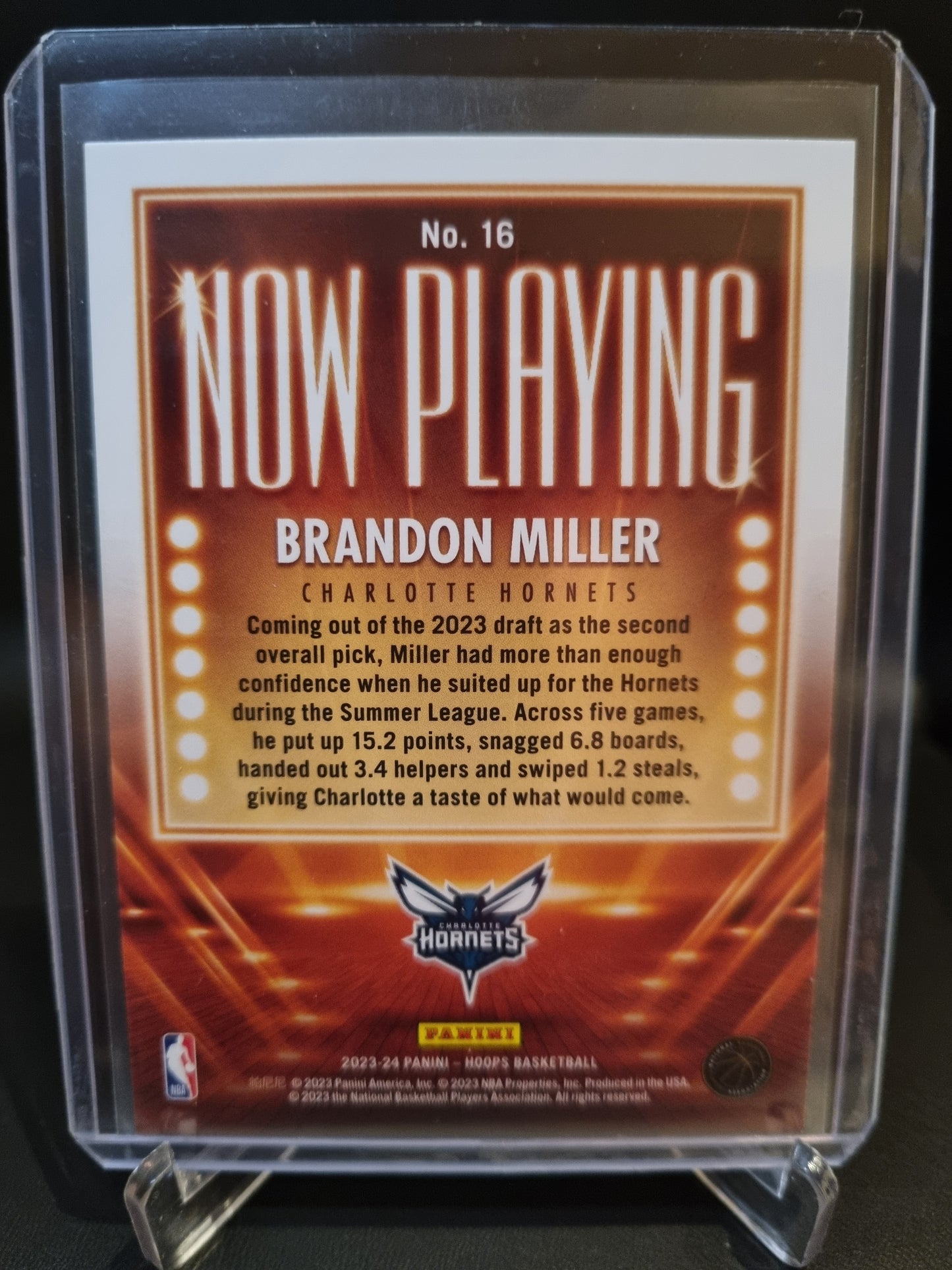 2023-24 Panini Hoops #16 Brandon Miller Rookie Card Now Playing