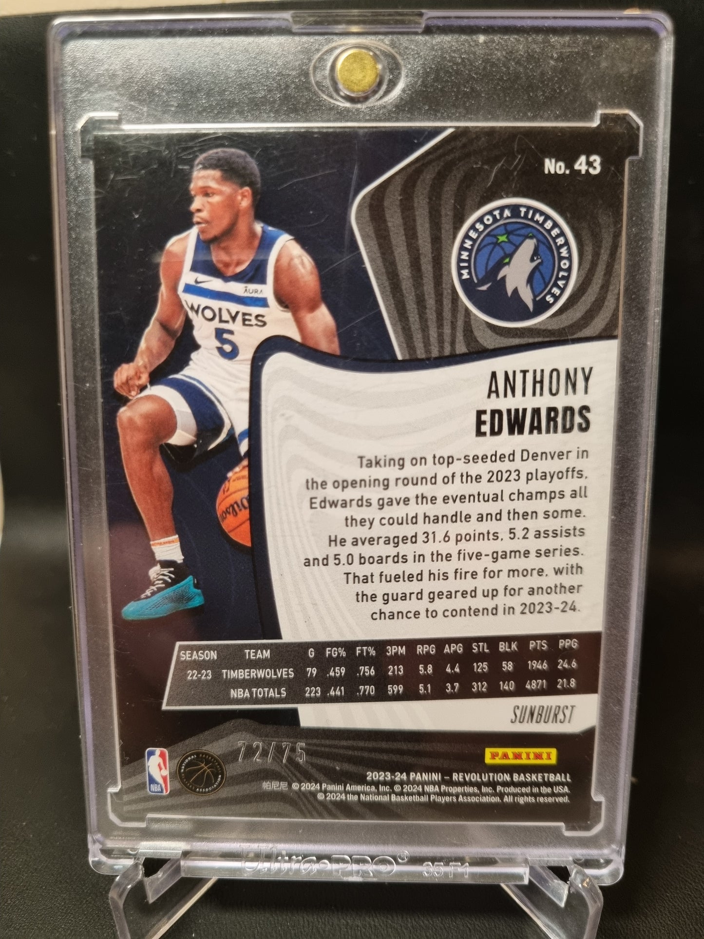 2023-24 Panini Revolution #43 Anthony Edwards Sunburst 72/75