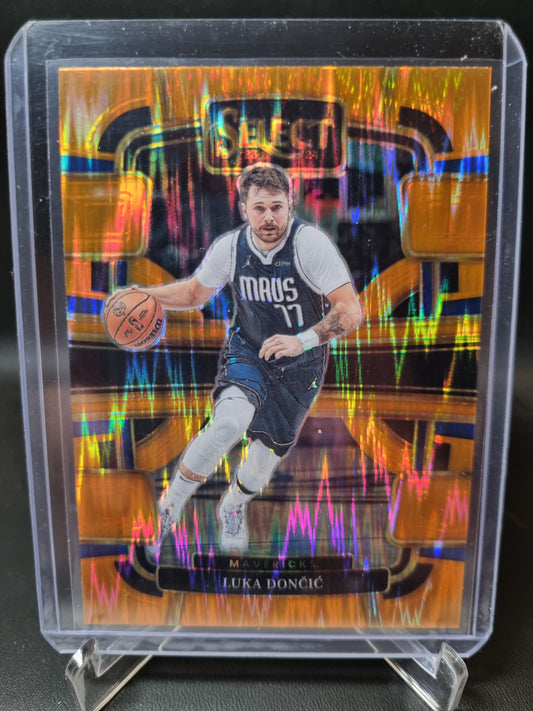 2023-24 Panini Select #51 Luka Doncic Concourse Orange Flash Prizm