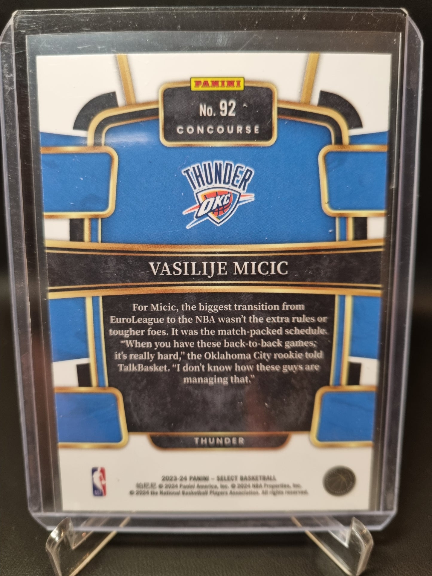 2023-24 Panini Select #92 VasiliJe Micic Rookie Card Concourse