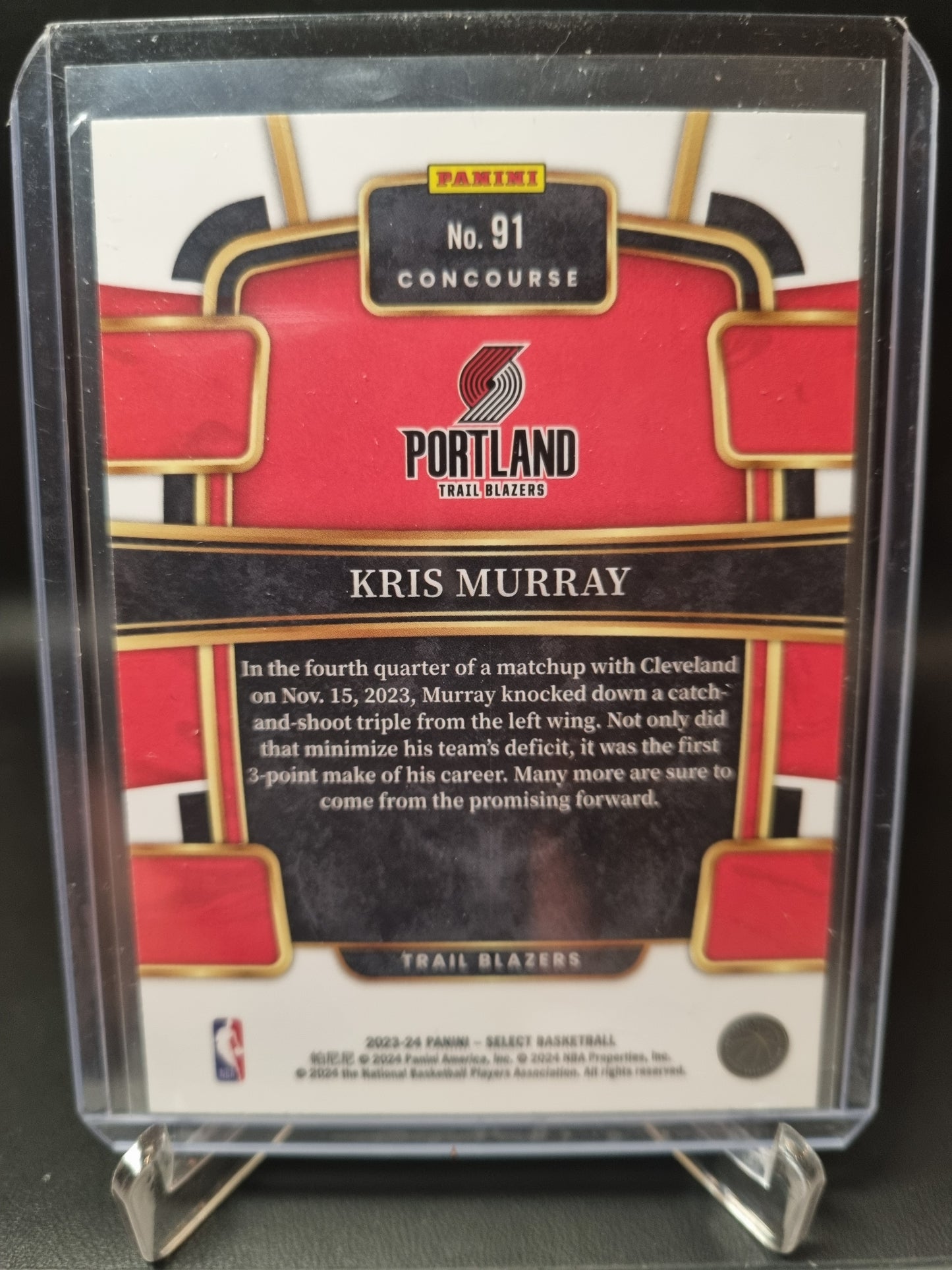 2023-24 Panini Select #91 Kris Murray Rookie Card Concourse