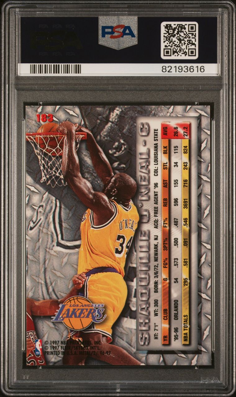 1996 Fleer Metal #183 Shaquille O'Neal PSA 9 Mint