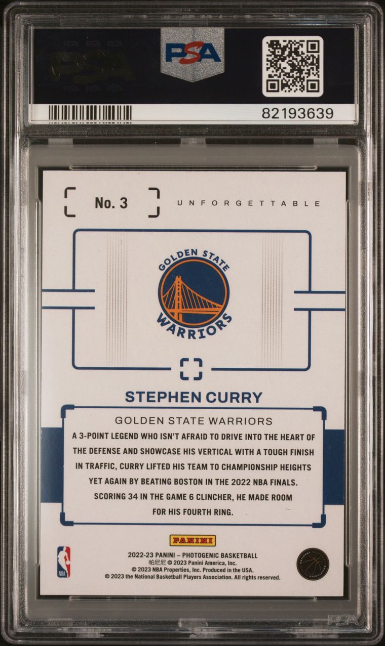 2022 Photogenic #3 Stephen Curry Unforgettable PSA 8 Near Mint