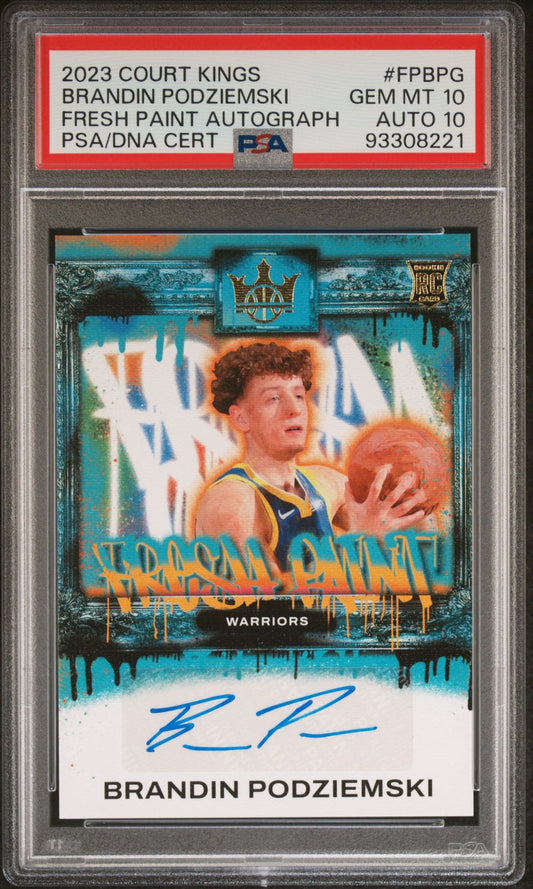 2023-24 Panini Court Kings #FP-BPG Brandin Podziemski Rookie Card Fresh Paint Autograph 045/125 PSA10 Auto