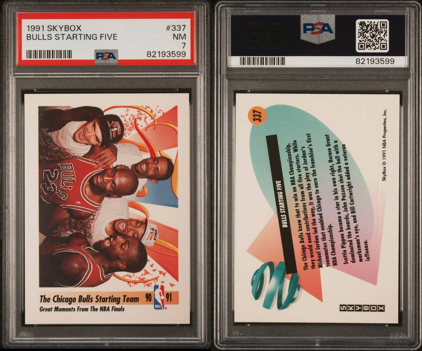 1991 Sky Box #337 Michael Jordan Bulls Starting Five PSA 7 Near Mint