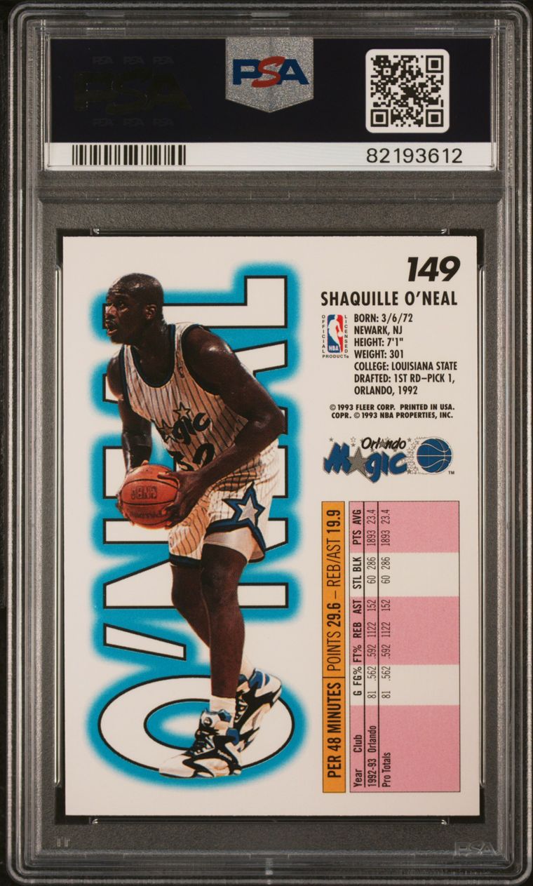 1993 Fleer #149 Shaquille O'Neal PSA 7