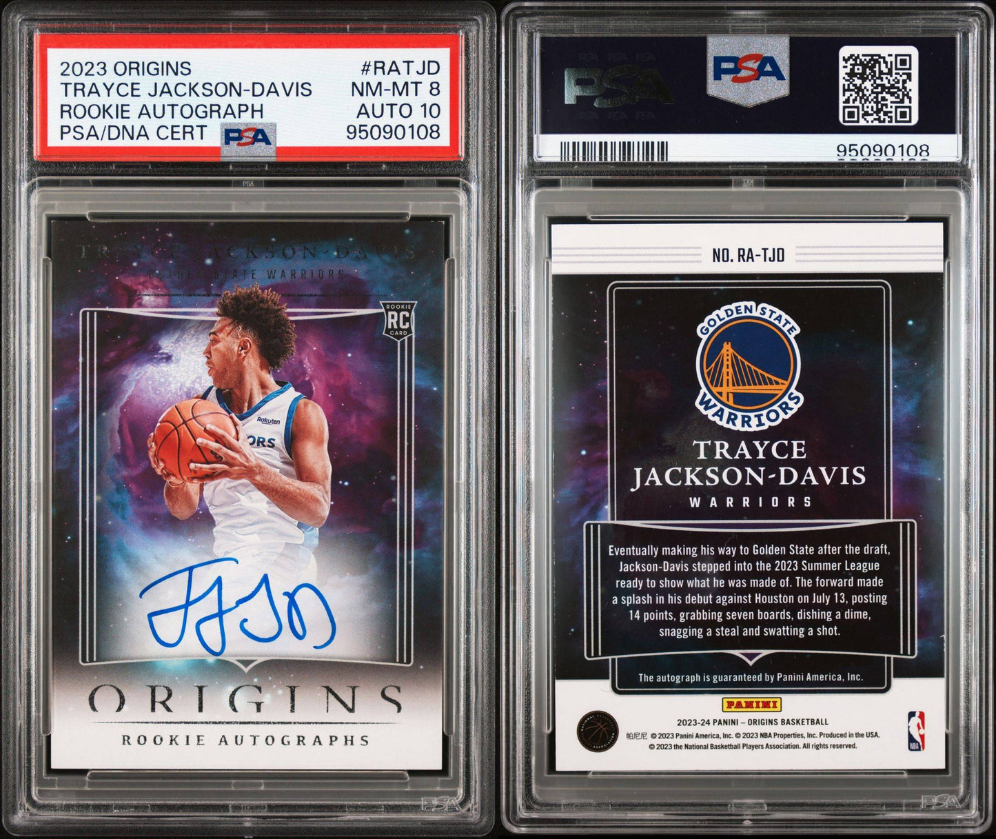 2023-24 Panini Origins #RA-TJD Trayce Jackson-Davis Rookie Card On Card Autograph PSA10 Auto