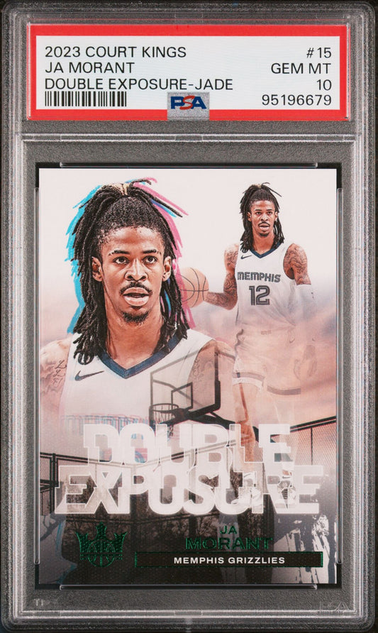 2023-24 Panini Court Kings #15 JA Morant Double Exposure Jade 19/25 PSA10 Gem Mint