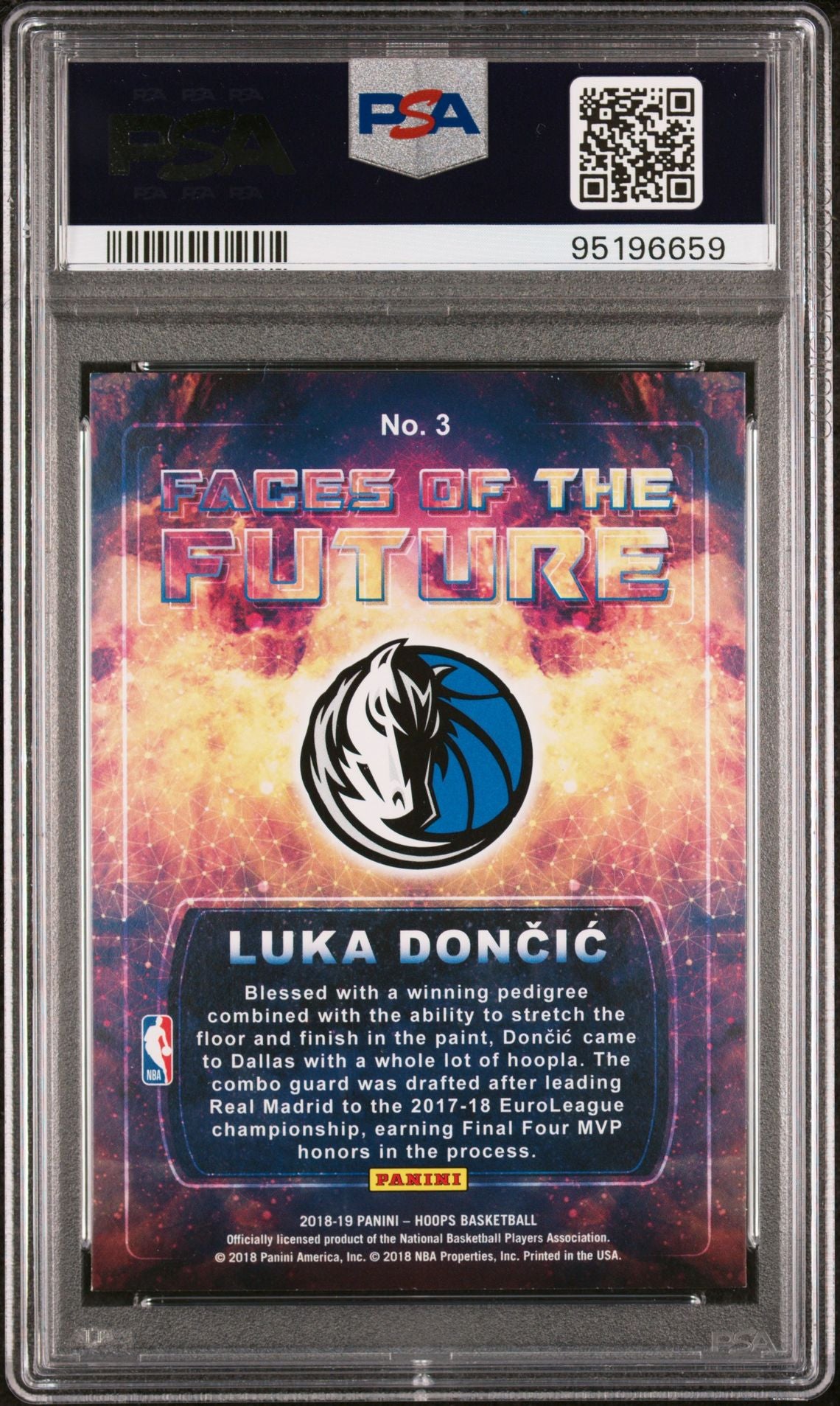 2018 Panini Hoops #3 Luka Doncic Rookie Card Faces Of The Future PSA7 NM