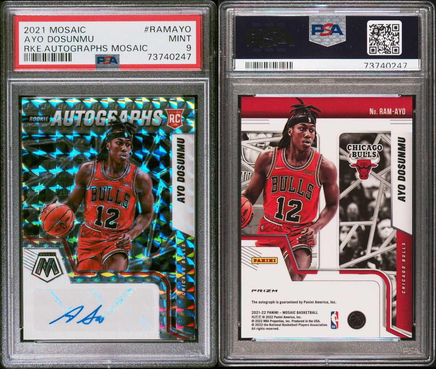 Ayo Dosunmu Rookie Autograph Mosiac PSA 9 Mint