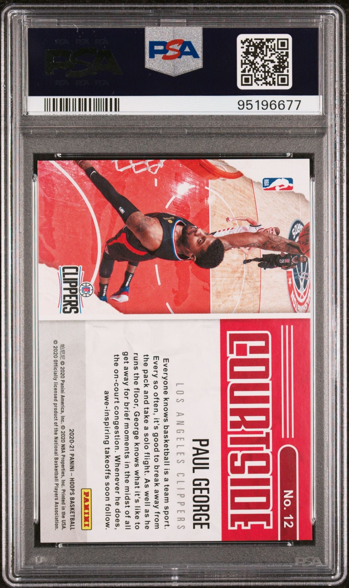 2020-21 Panini Hoops #12 Paul George Courtside Gold 03/10 PSA9 Mint