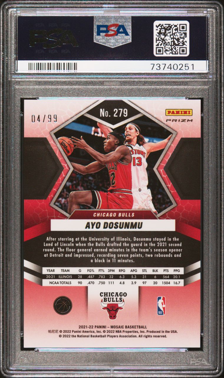 Ayo Dosunmu Rookie Card Blue Mosaic PSA 9 Mint 04/99