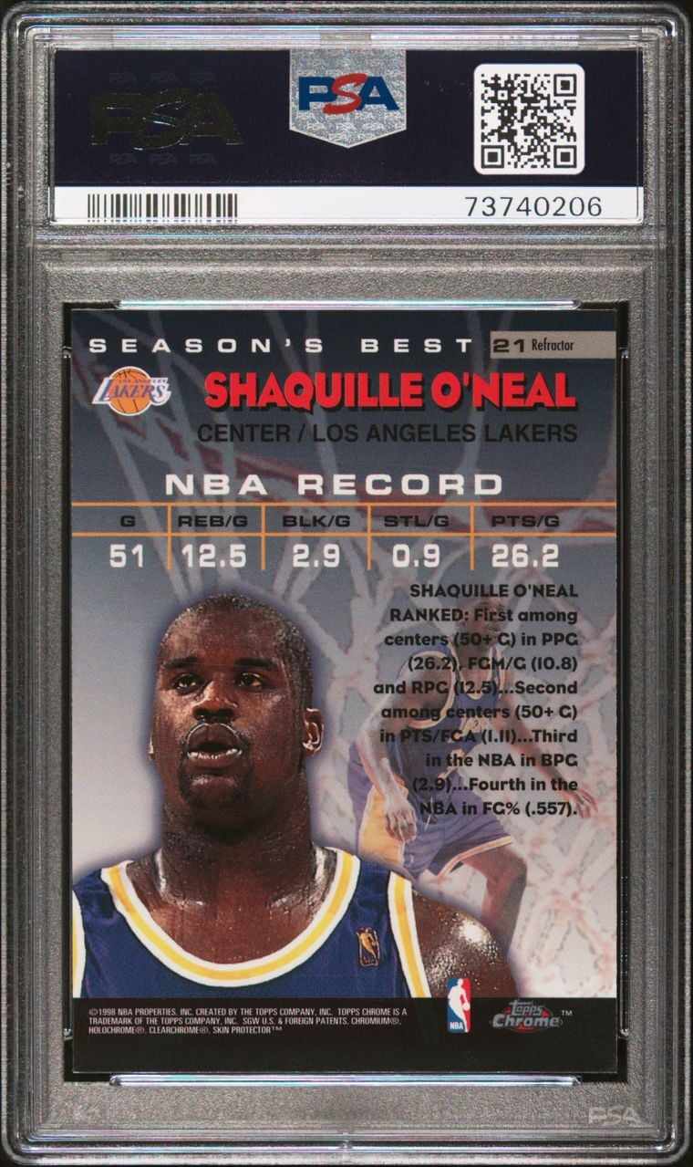 Shaquille O'Neal Topps Chrome Refractor PSA 10 Gem Mint