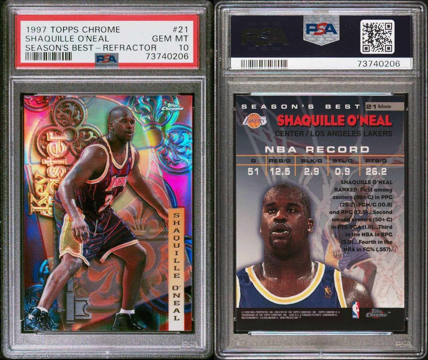 Shaquille O'Neal Topps Chrome Refractor PSA 10 Gem Mint