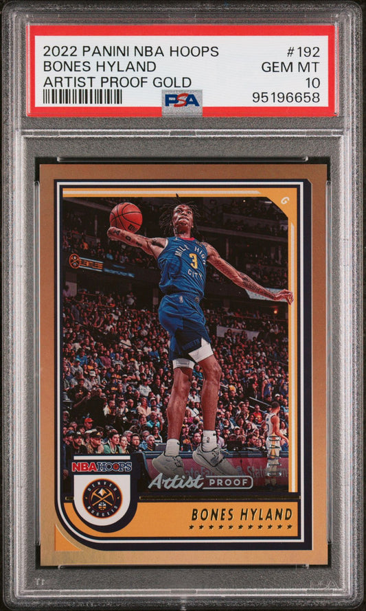 2022-23 Panini Hoops #192 Bones Hyland Artist Proof Gold 04/10 PSA10 Gem Mint