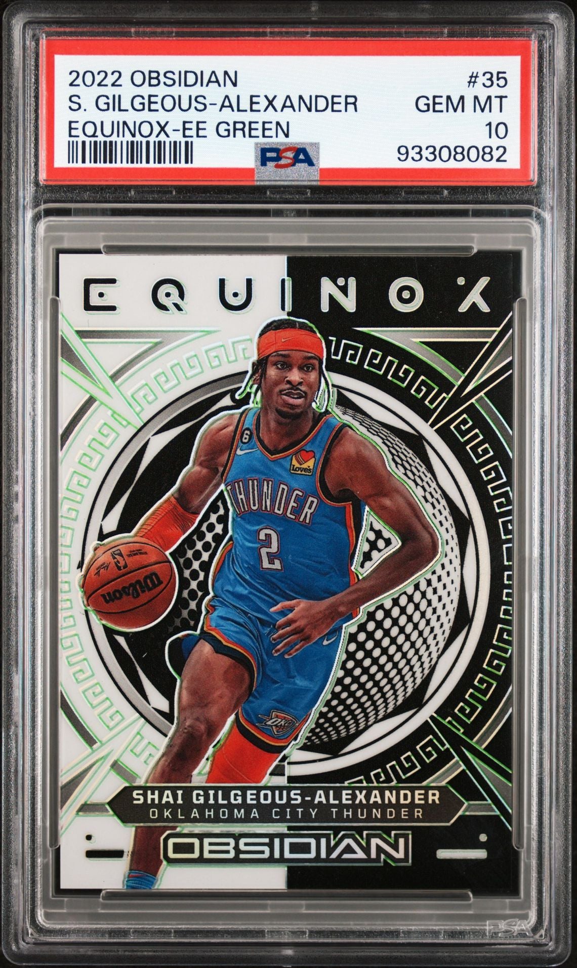 2022-23 Panini Obsidian #35 Shai Gilgeous-Alexander Equinox Green Etch 03/25 PSA10 Gem Mint