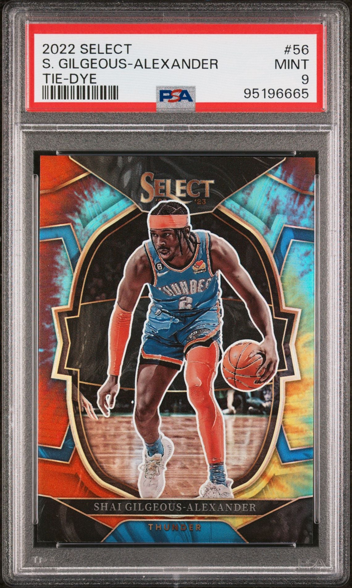 2022-23 Panini Select #56 Shai Gilgeous-Alexander Tie Dye Prizm SSP 20/25 PSA9 Mint