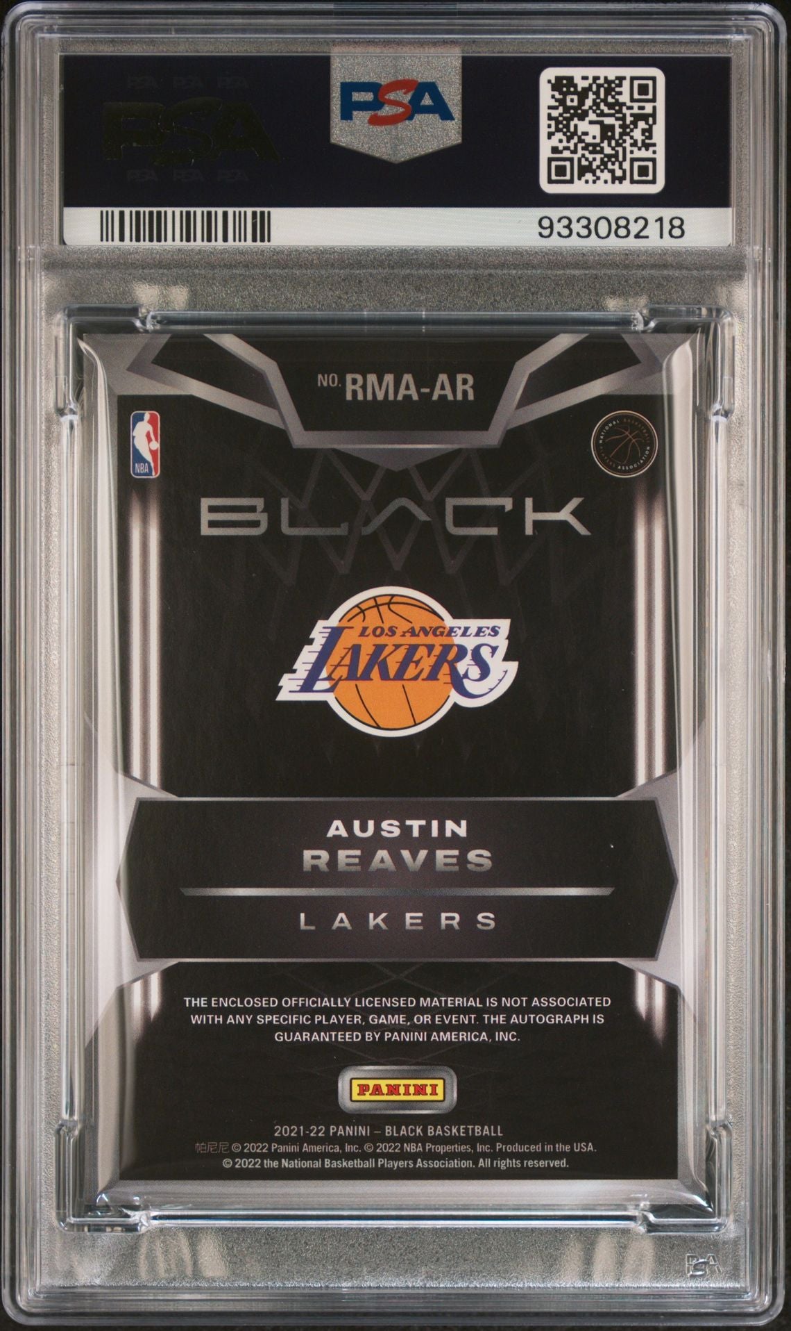 2021-22 Panini Black #RMA-AR Austin Reeves Rookie Patch Autograph 42/4 ...