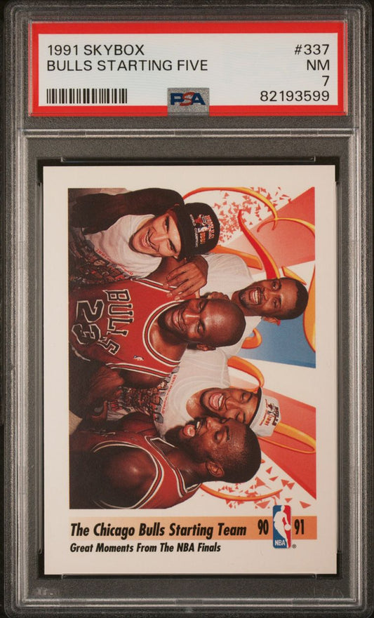 1991 Sky Box #337 Michael Jordan Bulls Starting Five PSA 7 Near Mint