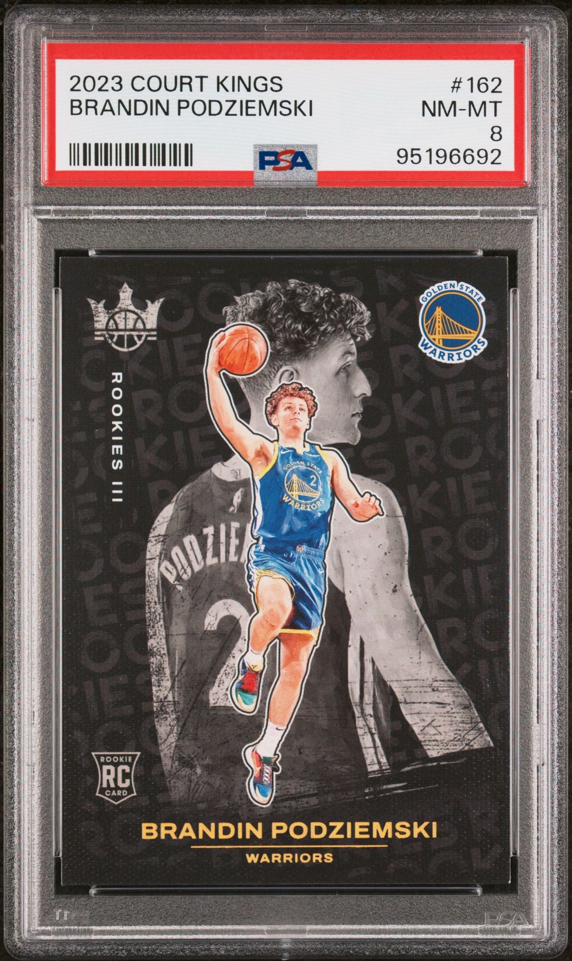 2023-24 Panini Court Kings #162 Brandin Podziemski Rookie Card Rookies III PSA8 NM-MT