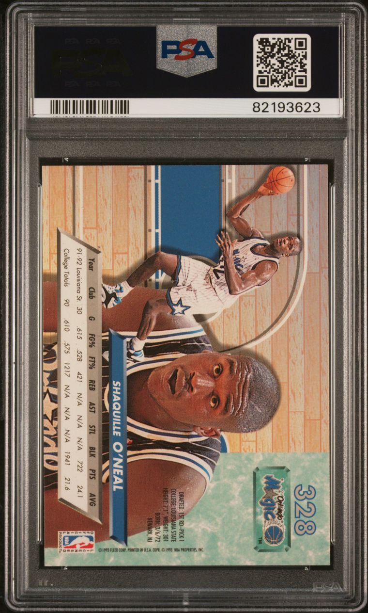 1992 Fleer Ultra #328 Shaquille O'Neal Rookie Card PSA 9 Mint