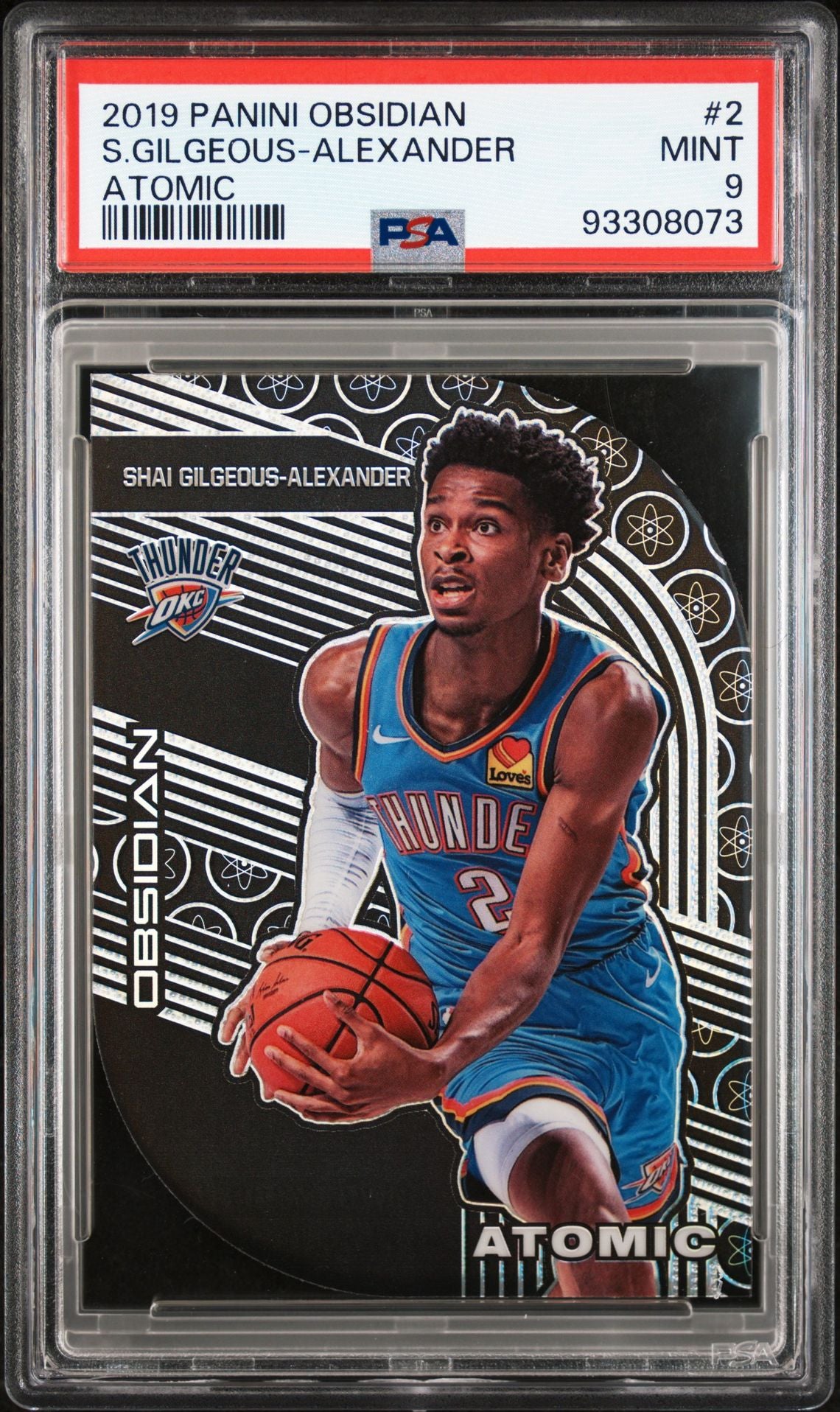 2019-20 Panini Obsidian #2 Shai Gilgeous-Alexander Atomic Die Cut 14/99 PSA9 Mint