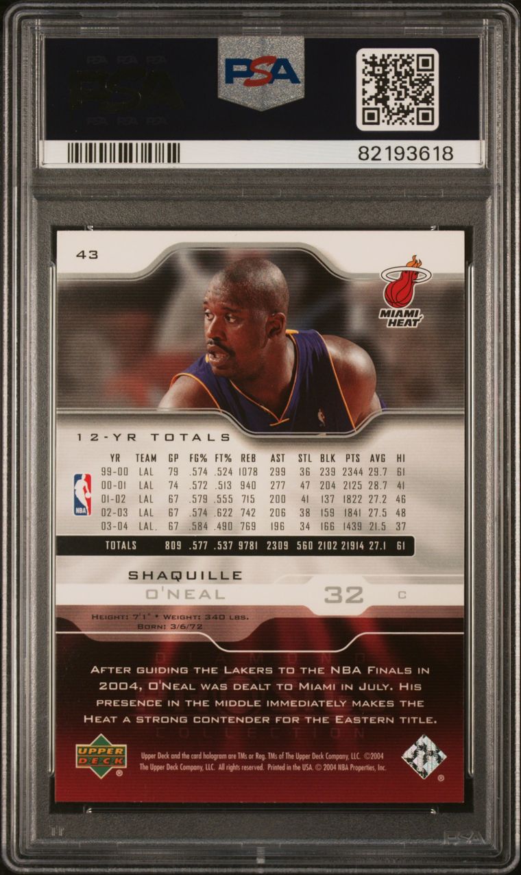 2004 Upper Deck #43 Shaquille O'Neal Pro Signatures PSA 9 Mint