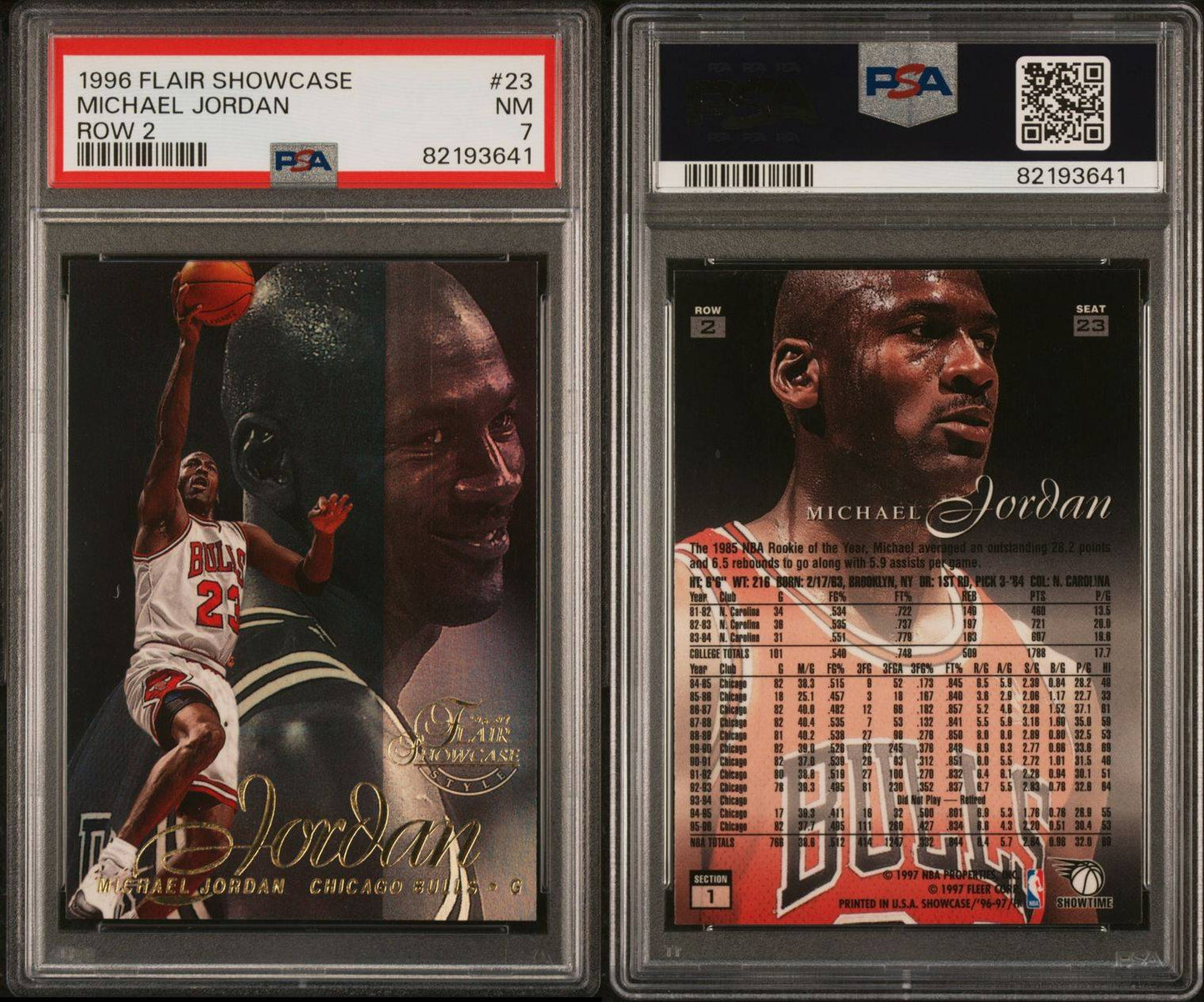 1997 Flair Showcase #23 Michael Jordan Front Row PSA 7 Near Mint