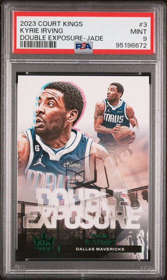 2023-24 Panini Court Kings #3 Kyrie Irving Double Exposure Jade 06/25 PSA9 Mint