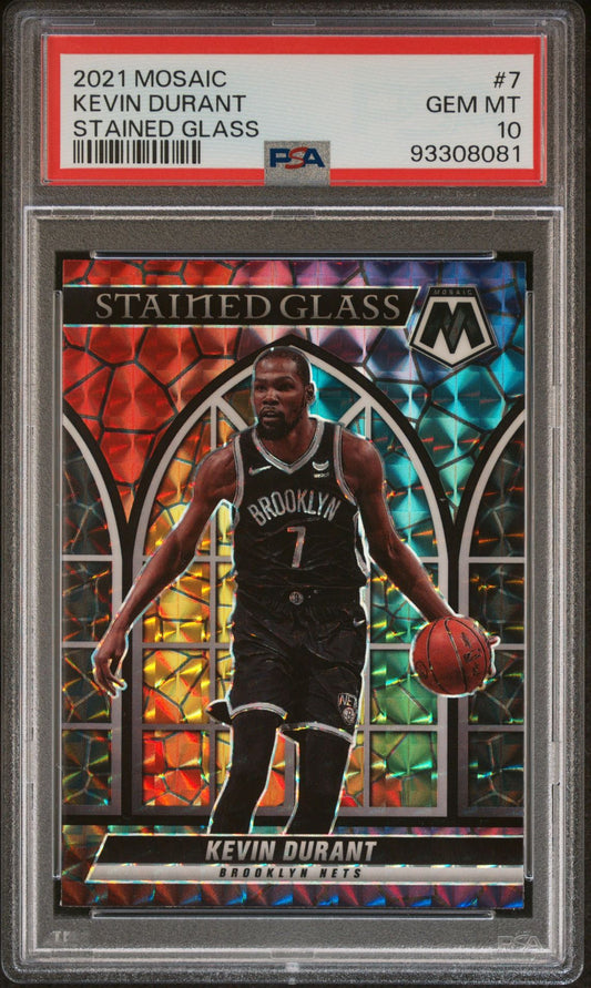 2021-22 Panini Mosaic #7 Kevin Durant Stained Glass Case Hit SP PSA10 Gem Mint