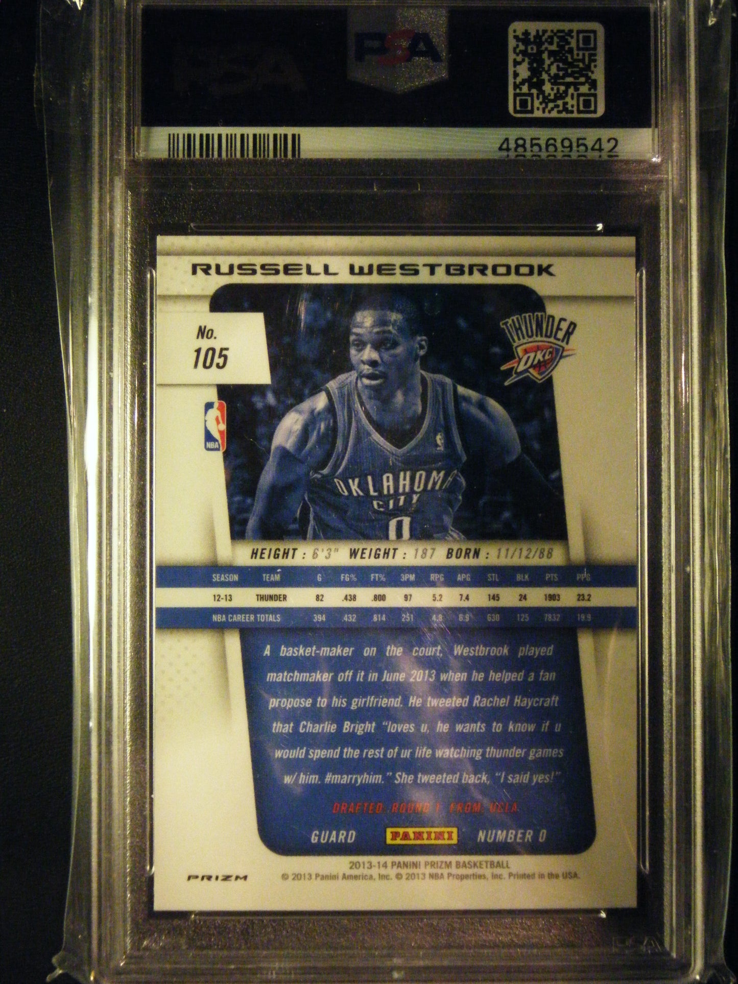 Russell Westbrook Panini Prizm Red/White/Blue PSA 10 Gem Mint