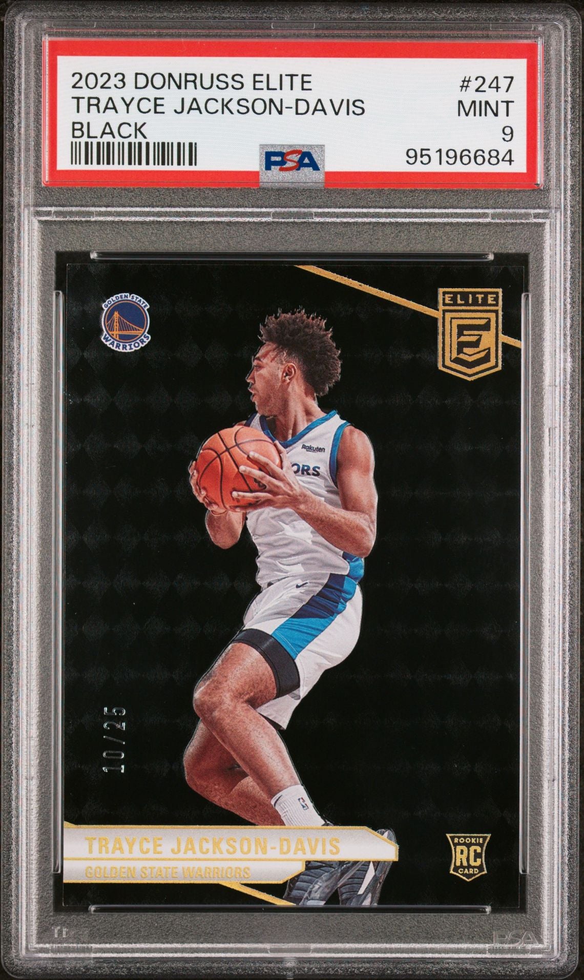 2023-24 Panini Donruss Elite #247 Trayce Jackson-Davis Rookie Card Elite Black 10/25 PSA9 Mint