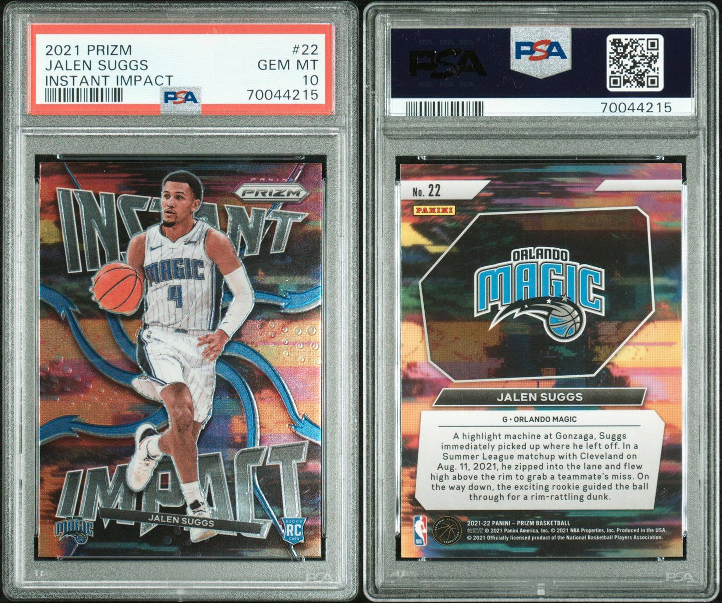 2021 Prizm Jalen Suggs Instant Impact Rookie Card PSA 10 Gem Mint