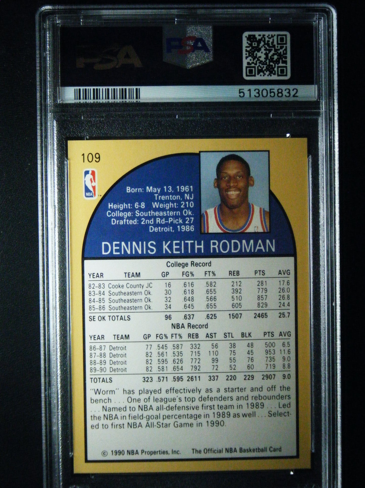 Dennis Rodman 1990 Hoops PSA 9 Mint