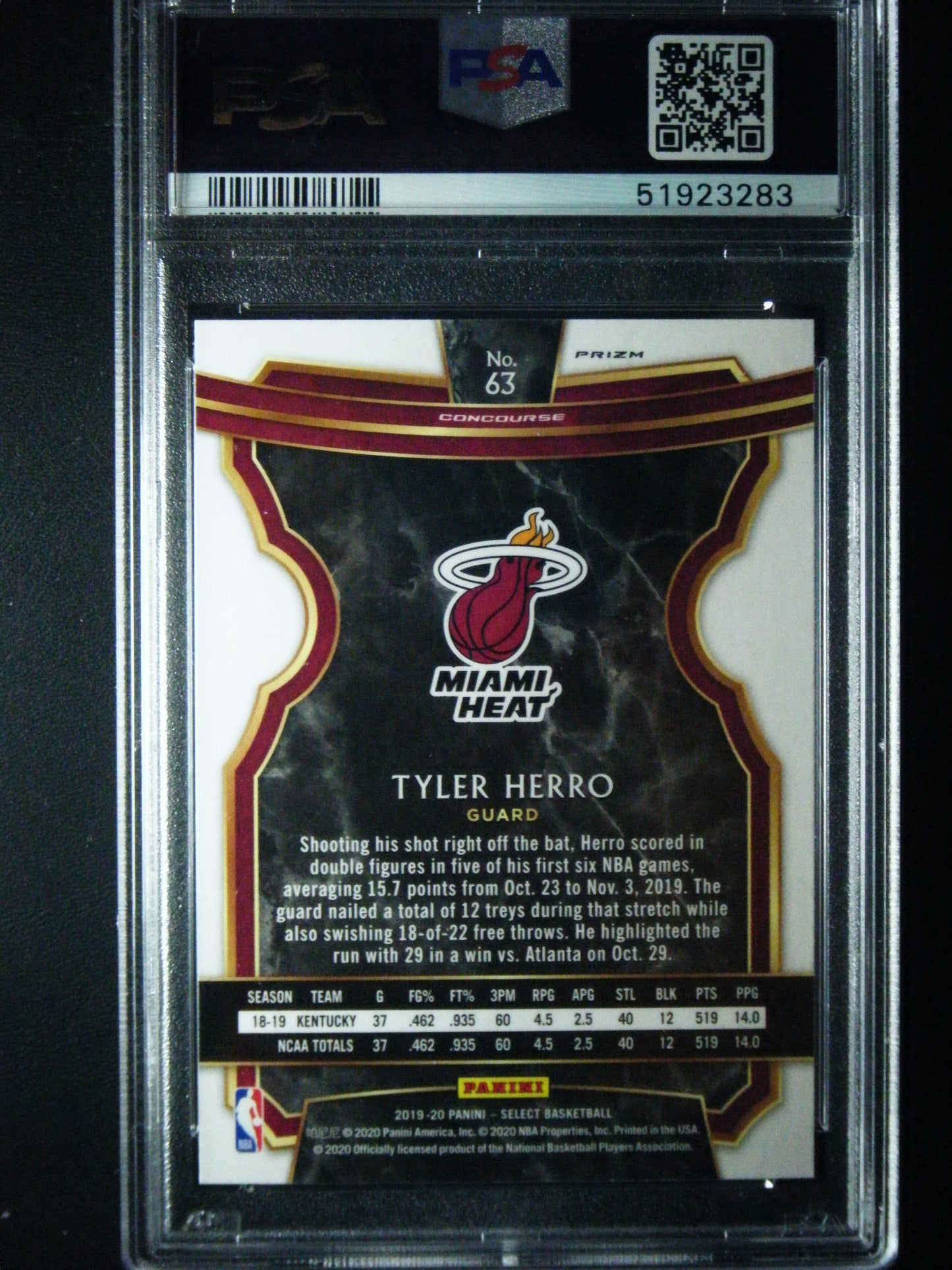 Tyler Herro Panini Select Silver Prizm PSA 9 Mint