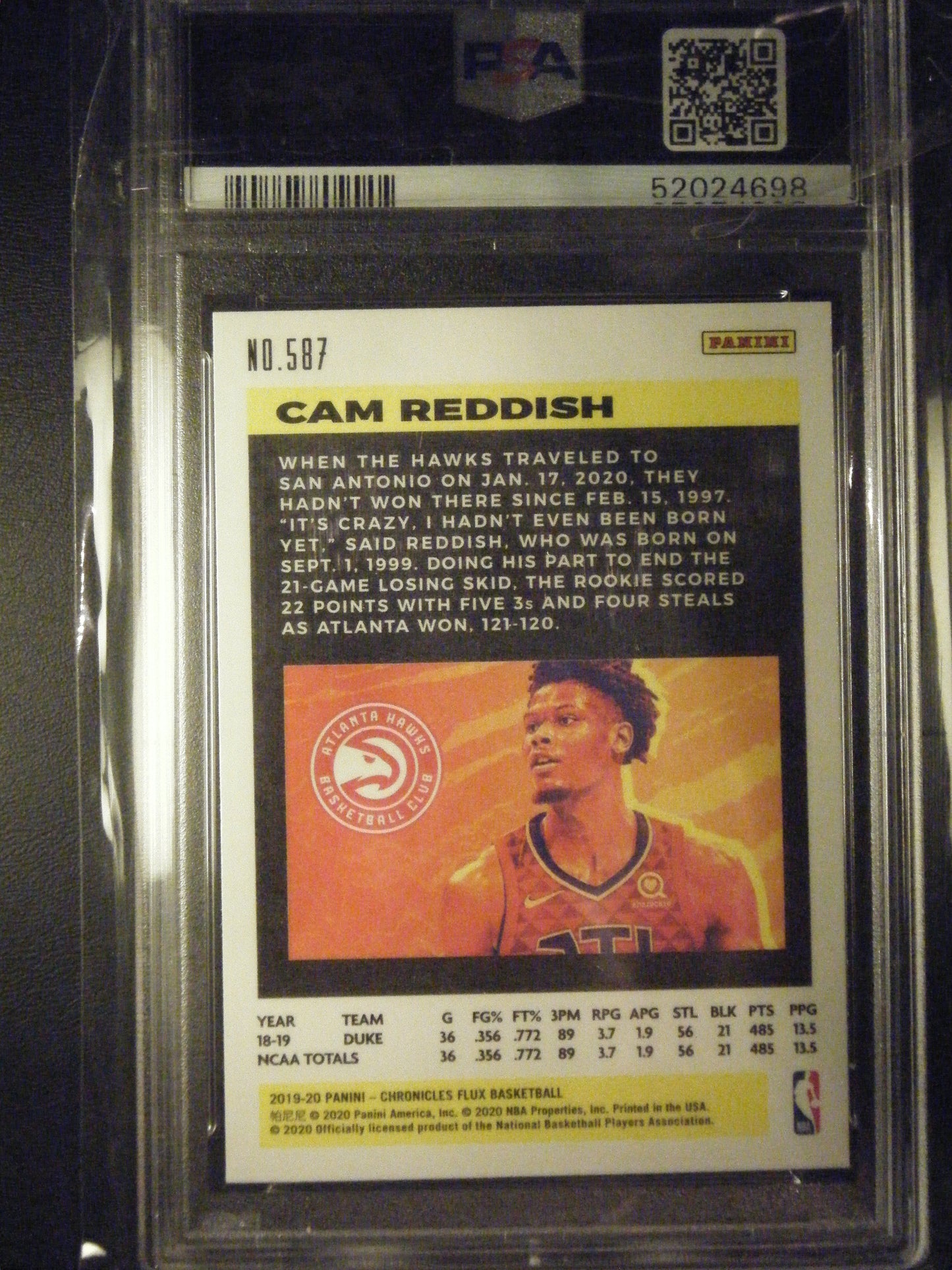 Cam Reddish Rookie Card Panini Chronicles PSA 10 Gem Mint