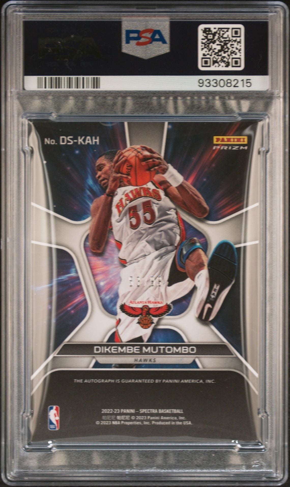 2022-23 Panini Spectra #DS-KAH Dikembe Mutombo Deep Space Autograph 53/99 PSA10 Auto