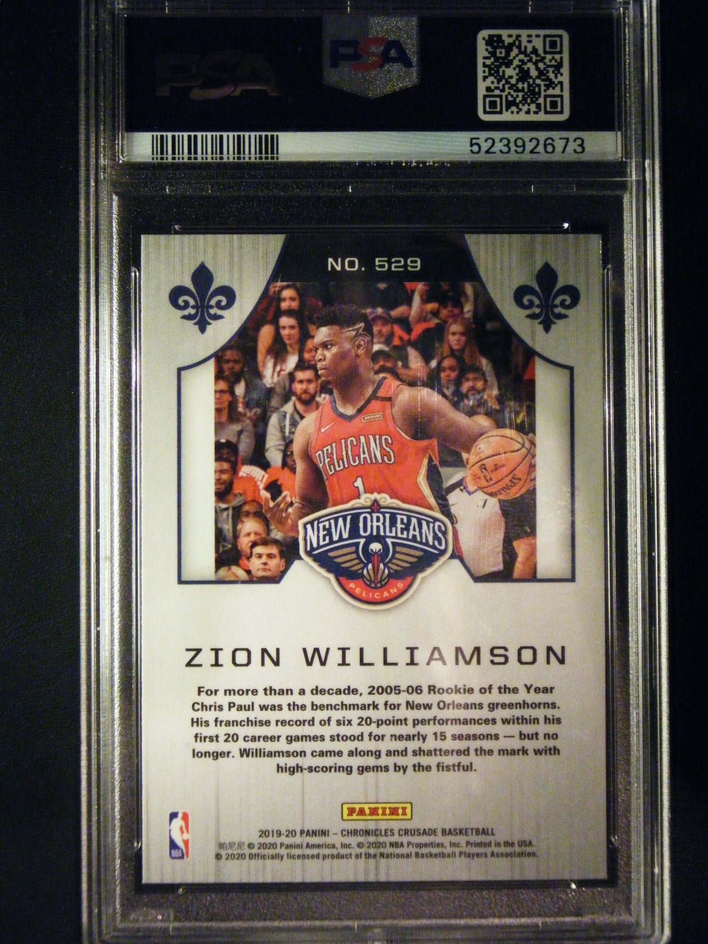 Zion Williamson Rookie Card Panini Chronicles PSA 10 Gem Mint