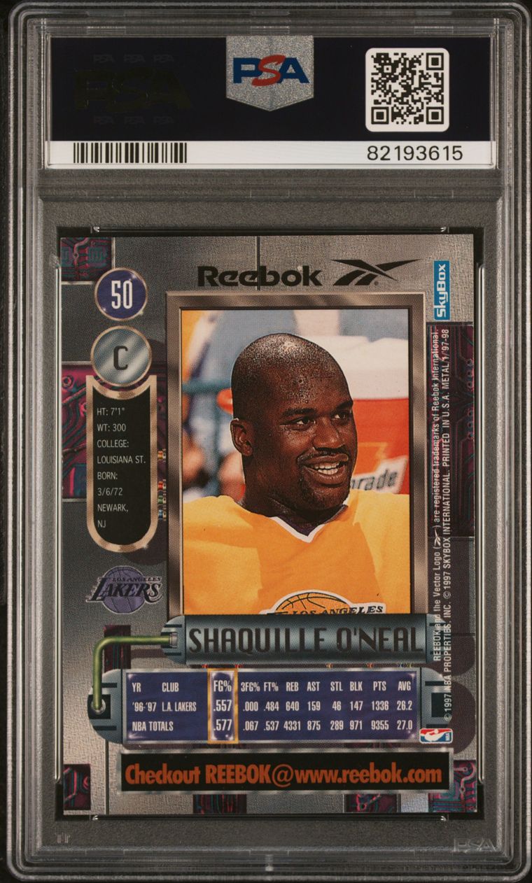 1997 Metal Universe #50 Shaquille O'Neal Reebok Bronze PSA 6