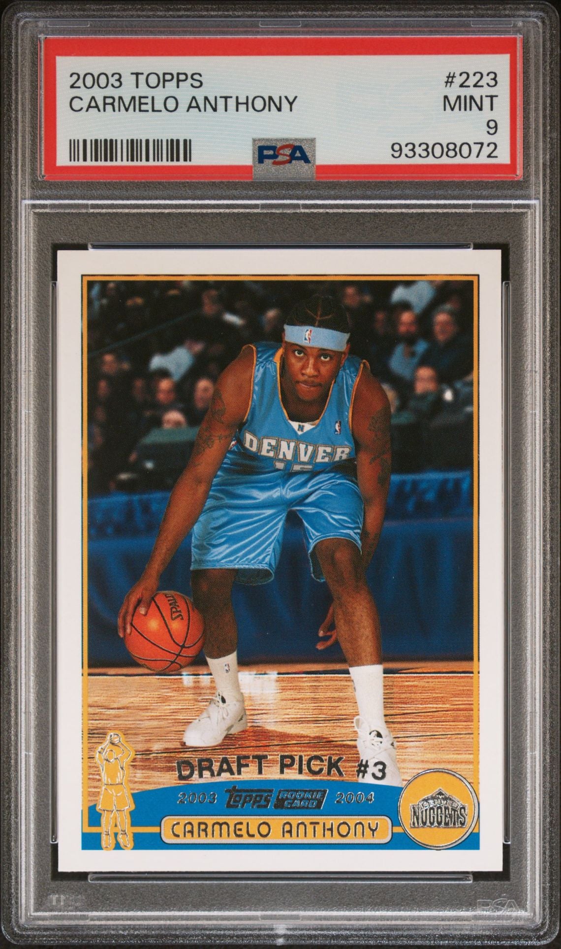 2003 Topps #223 Carmelo Anthony Rookie Card Draft Pick 3 PSA9 Mint