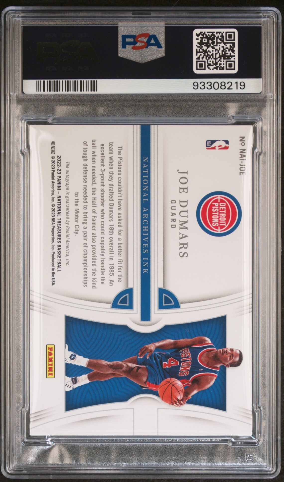 2022-23 Panini Immaculate #NAI-JOE Joe Dumars On Card Autograph 64/99 PSA10 Auto