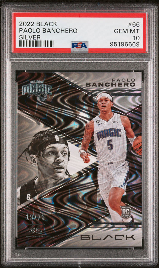 2022-23 Panini Black #66 Paolo Banchero Rookie Card 19/75 PSA10 Gem Mint